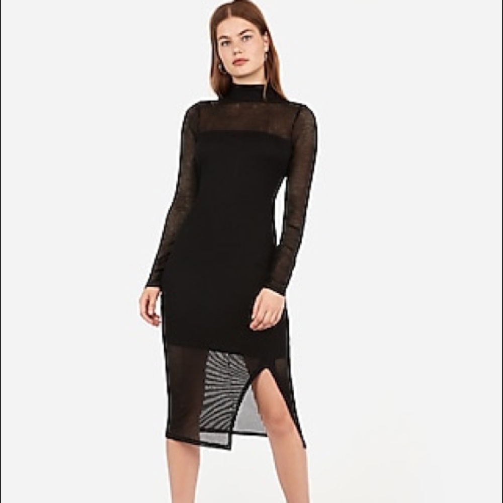 Never worn, brand new black bodycon midi dress.